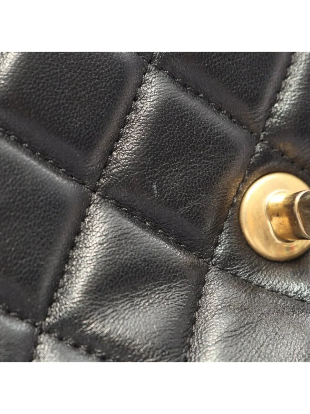 Chanel Shoulder Bag Quilted Top Handle 2-Way Black Lambskin Chain